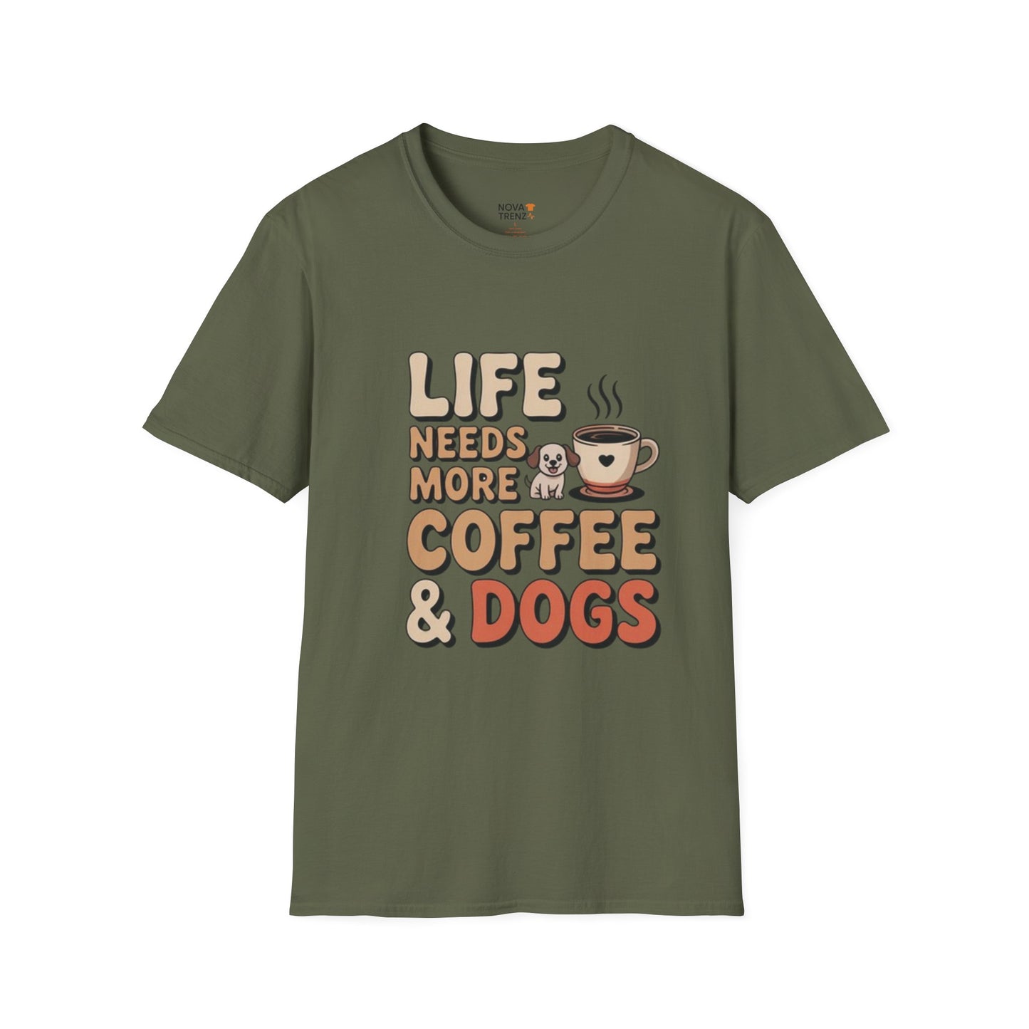 Coffee & Dogs Unisex T-Shirt - Dog Lovers, Coffee Enthusiasts