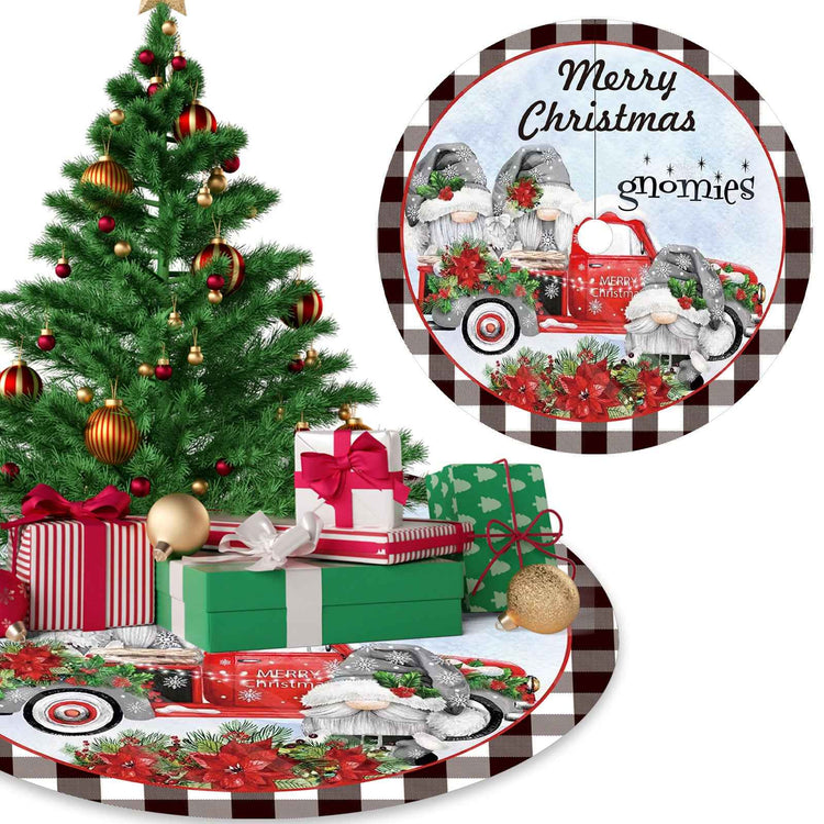 120CM Christmas Tree Skirt - Cartoon Forest Design for Festive Holiday Decoration - NOVA TRENZ