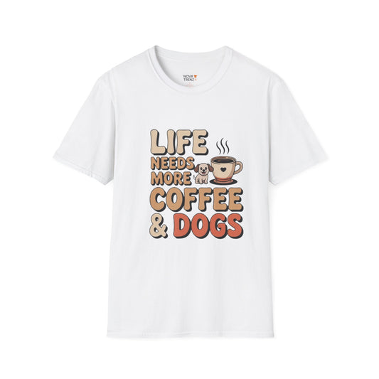 Coffee & Dogs Unisex T-Shirt - Dog Lovers, Coffee Enthusiasts