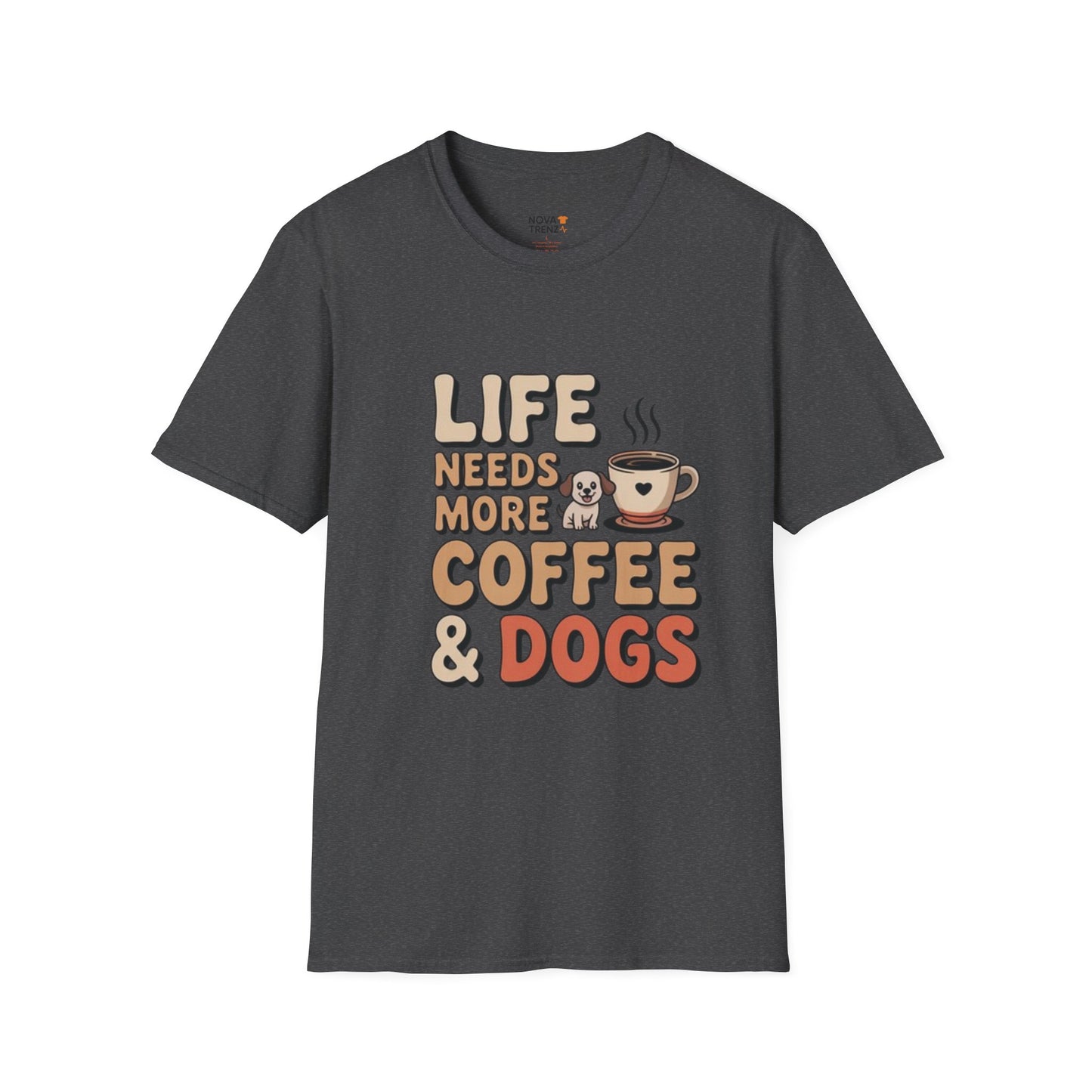 Coffee & Dogs Unisex T-Shirt - Dog Lovers, Coffee Enthusiasts
