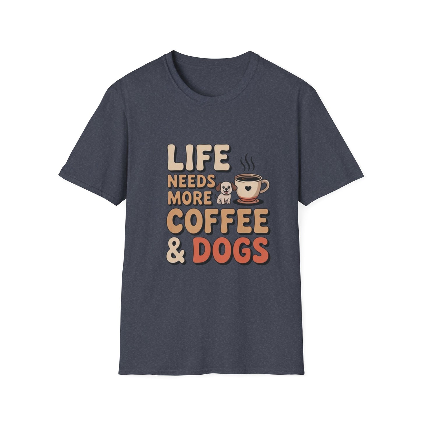 Coffee & Dogs Unisex T-Shirt - Dog Lovers, Coffee Enthusiasts