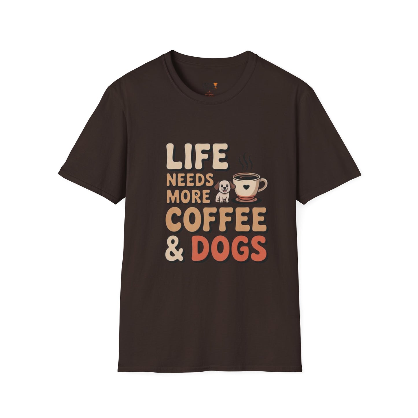 Coffee & Dogs Unisex T-Shirt - Dog Lovers, Coffee Enthusiasts