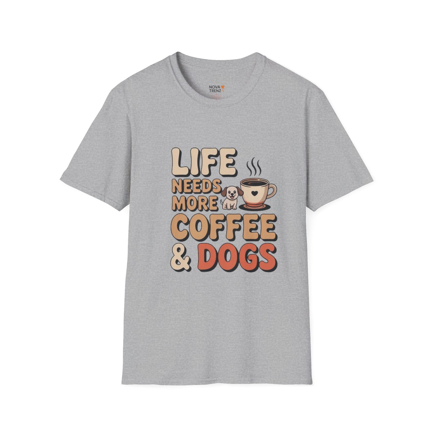 Coffee & Dogs Unisex T-Shirt - Dog Lovers, Coffee Enthusiasts