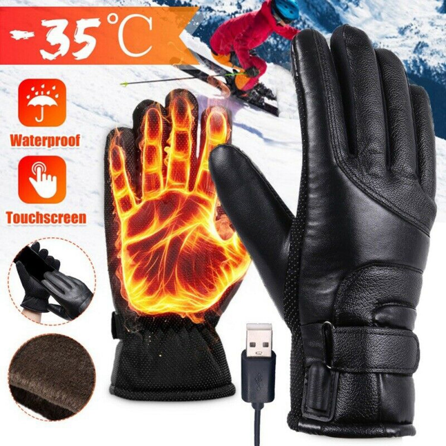 electric heated gloves waterproof windproof