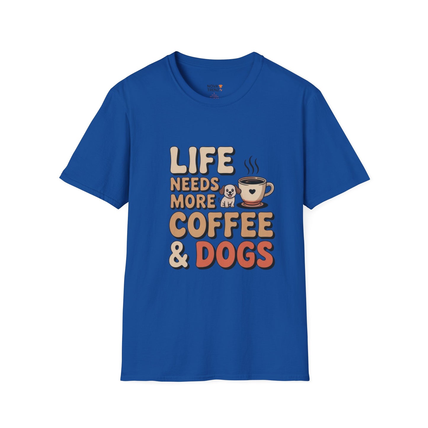 Coffee & Dogs Unisex T-Shirt - Dog Lovers, Coffee Enthusiasts