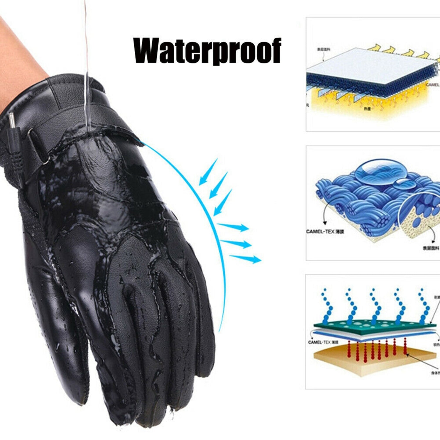 electric heated gloves waterproof windproof