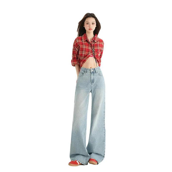 High Waist Streetwear Wide Leg Jeans for Women - Denim Drip eprolo
