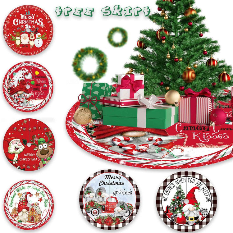 120CM Christmas Tree Skirt - Cartoon Forest Design for Festive Holiday Decoration - NOVA TRENZ