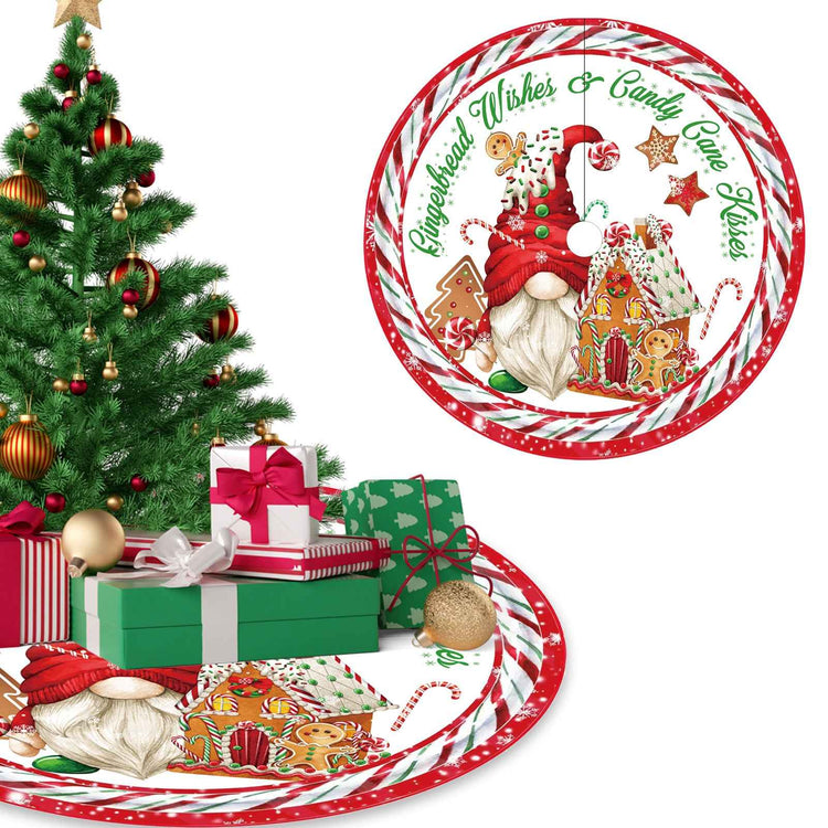 120CM Christmas Tree Skirt - Cartoon Forest Design for Festive Holiday Decoration - NOVA TRENZ