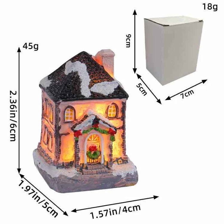 Christmas Illuminated House Ornaments - Colorful Resin Cabins Tabletop Decorations - NOVA TRENZ