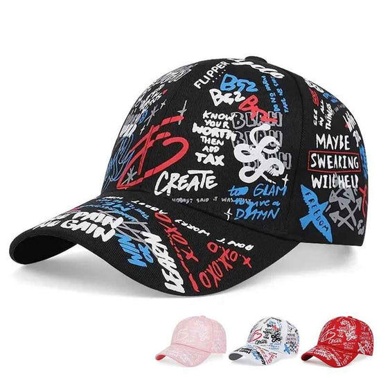 Fashion Graffiti Baseball Cap Adjustable Snapback Hat for Men and Women - Hip Hop Visor Spring Cotton Cap - NOVA TRENZ