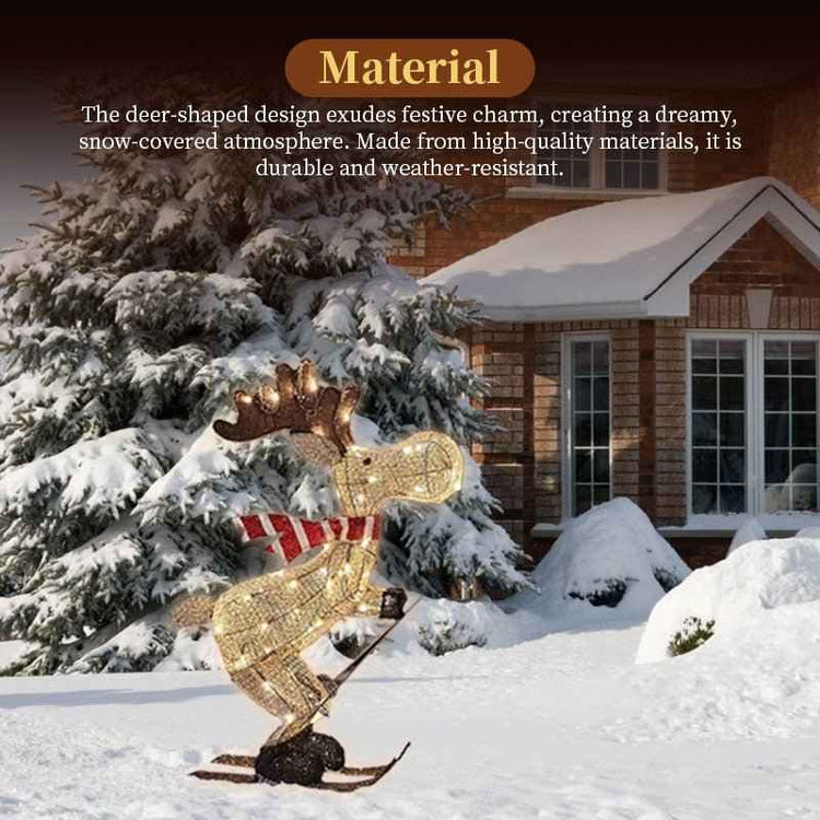 Lighted Skiing Reindeer Ornament with LED for Festive Christmas Lawn and Tree Decor - NOVA TRENZ