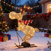 Lighted Skiing Reindeer Ornament with LED for Festive Christmas Lawn and Tree Decor - NOVA TRENZ